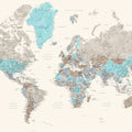 World Map Cities - Romi Mural Wallpaper - pure wallpaper artwork