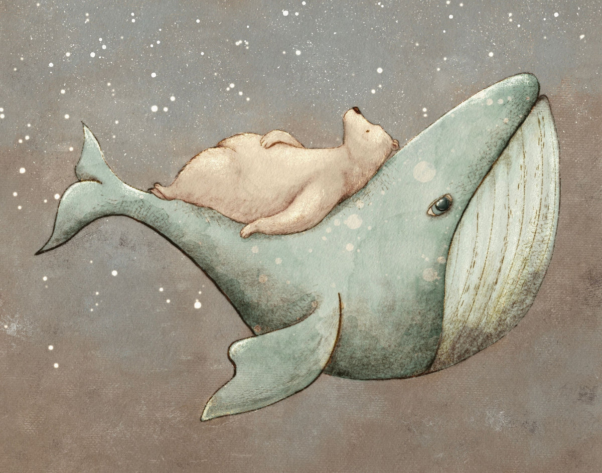 Dreaming Whale & Bear Mural Wallpaper - pure wallpaper artwork