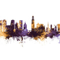 Utrecht the Netherlands Skyline Purple & Gold Mural Wallpaper - pure wallpaper artwork