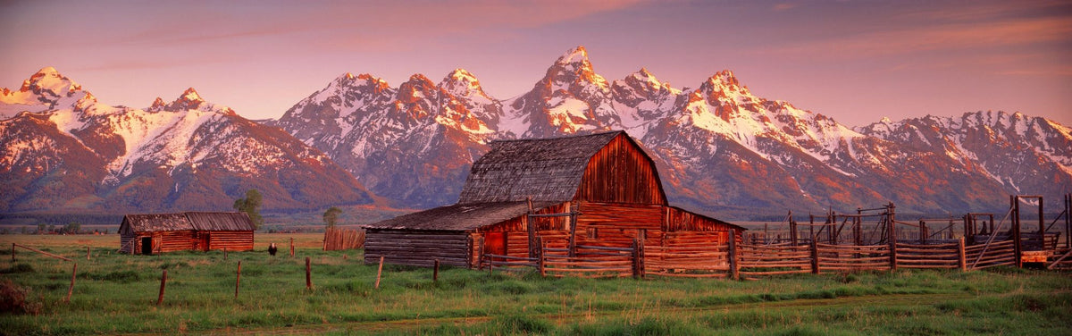 Mountain Homestead Red Mural Wallpaper - pure wallpaper artwork
