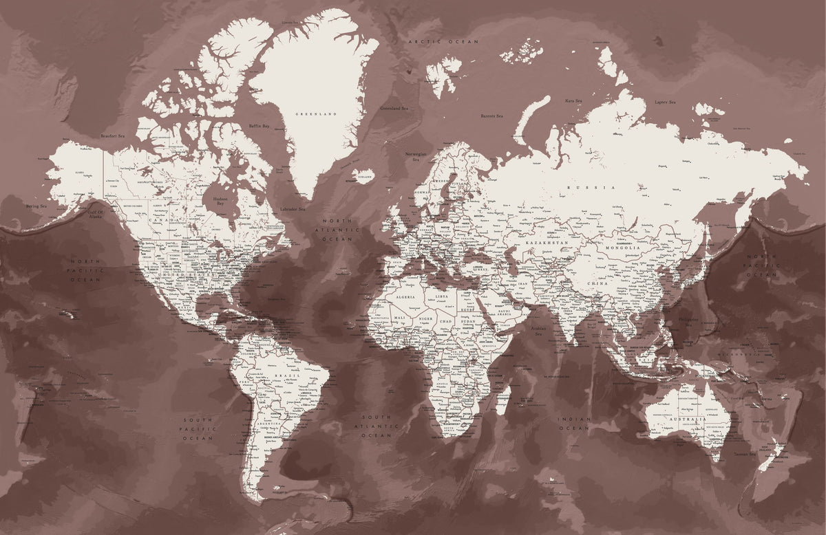 World Map Cities - Hikmat Mural Wallpaper - pure wallpaper artwork