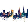 Coventry England Skyline Blue & Bronze Mural Wallpaper - pure wallpaper artwork