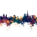 Lausanne Switzerland Skyline Blue & Bronze Mural Wallpaper - pure wallpaper artwork