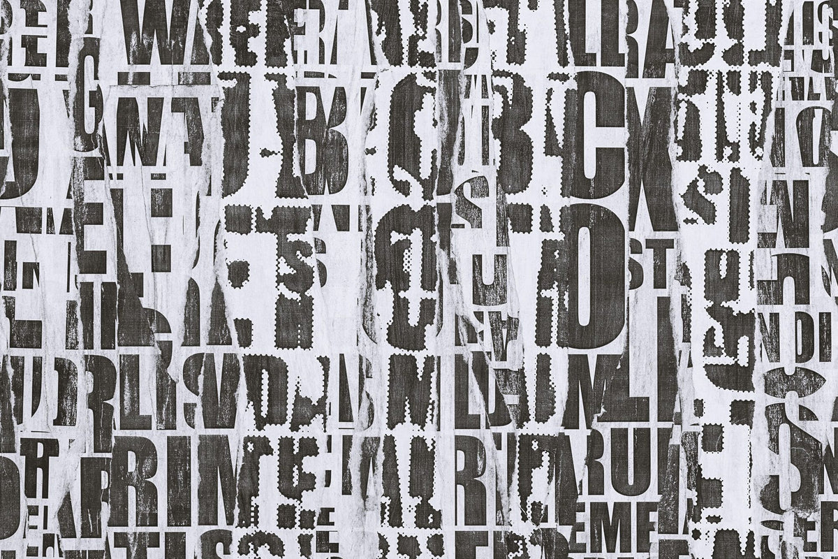 Letterpress Vintage Newspaper Collage, Grunge Mural Wallpaper - pure wallpaper artwork