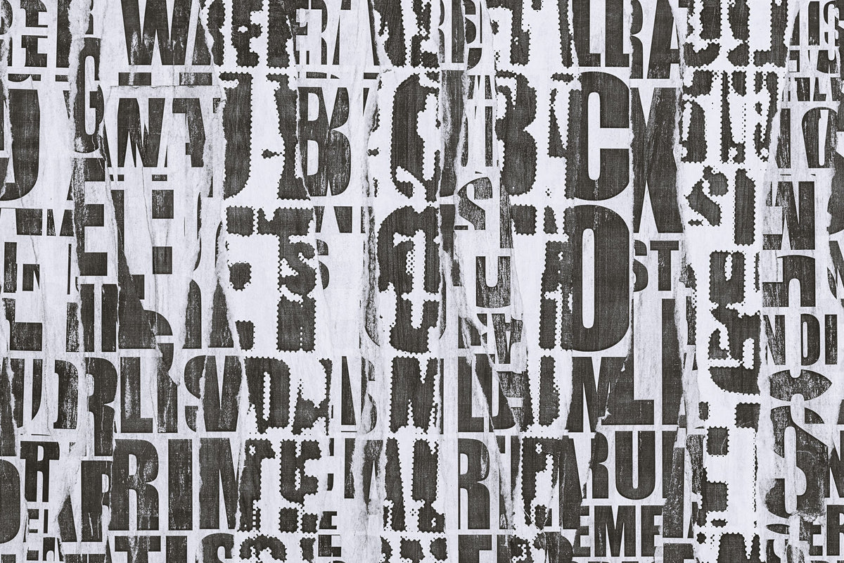 Letterpress Vintage Newspaper Collage, Grunge Mural Wallpaper - pure wallpaper artwork