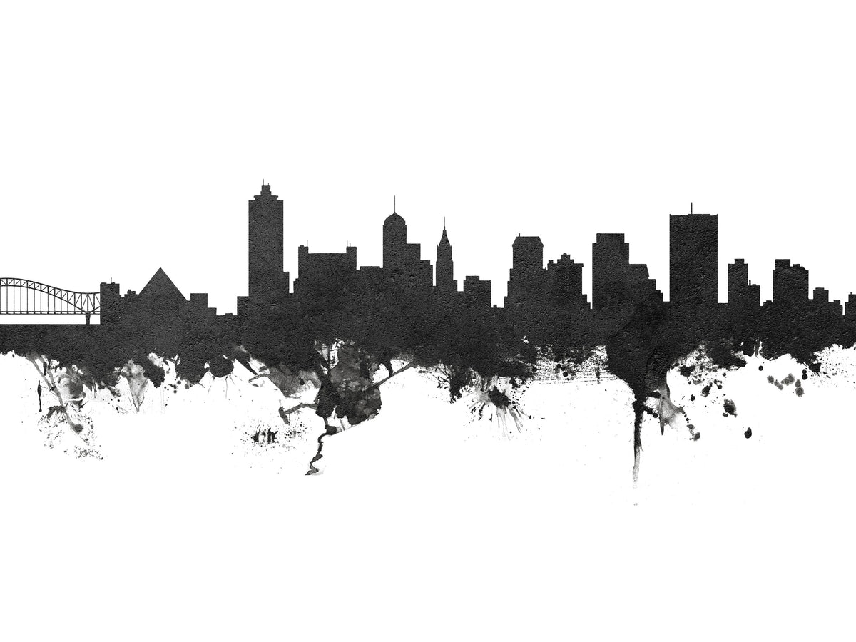 Memphis Tennessee Skyline Black & White Mural Wallpaper - pure wallpaper artwork