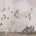 Birds in the Garden Gray Mural Wallpaper - pure wallpaper artwork