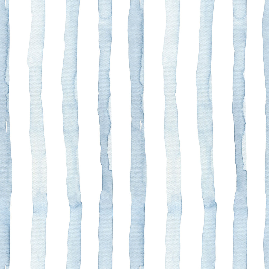 Watercolor Stripes Indigo Mural Wallpaper