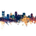 Nashville Tennessee Skyline Blue & Bronze Mural Wallpaper - pure wallpaper artwork