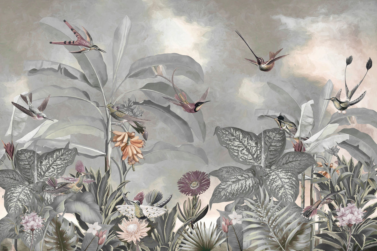 Birds of Paradise Mural Wallpaper - pure wallpaper artwork