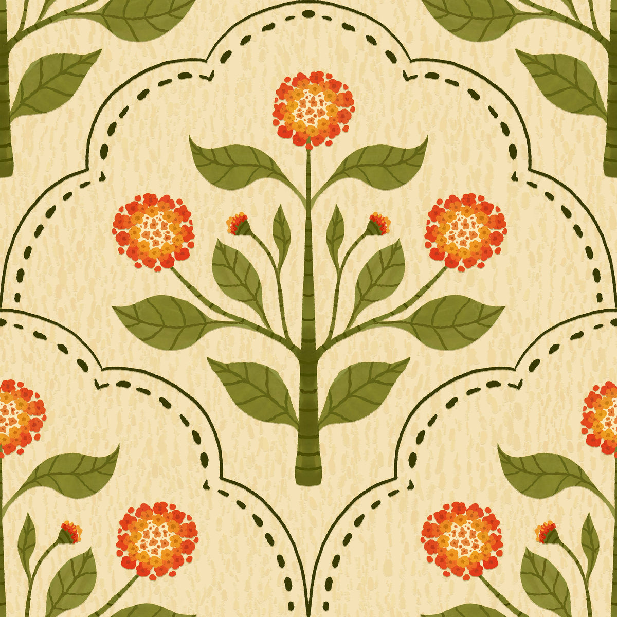 Lantana, Orange Mural Wallpaper - pure wallpaper artwork
