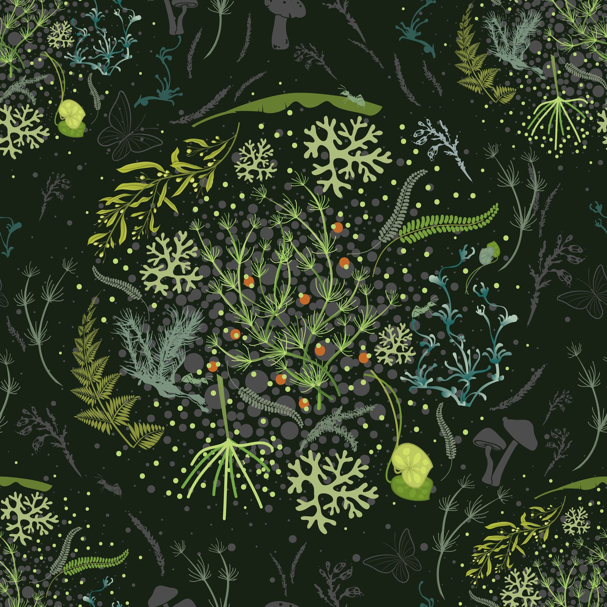 Mosses, Deep Green Mural Wallpaper - pure wallpaper artwork