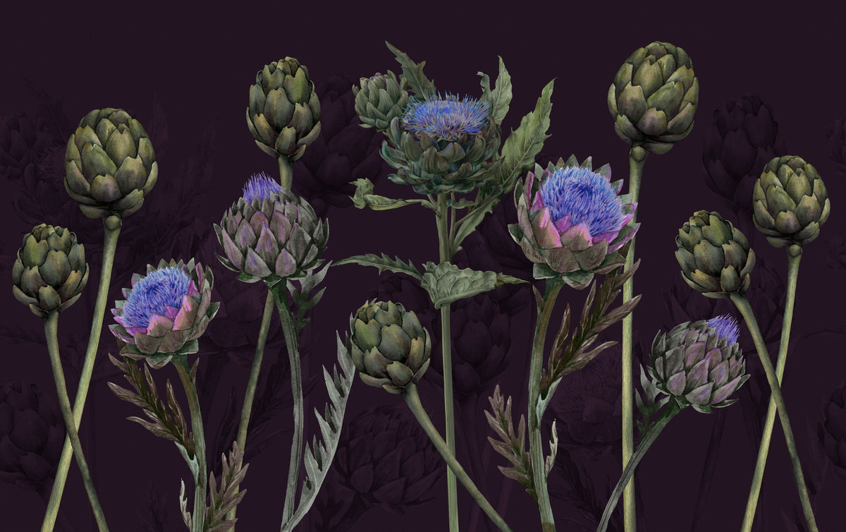 Artichoke Blooms, Midnight Mural Wallpaper - pure wallpaper artwork