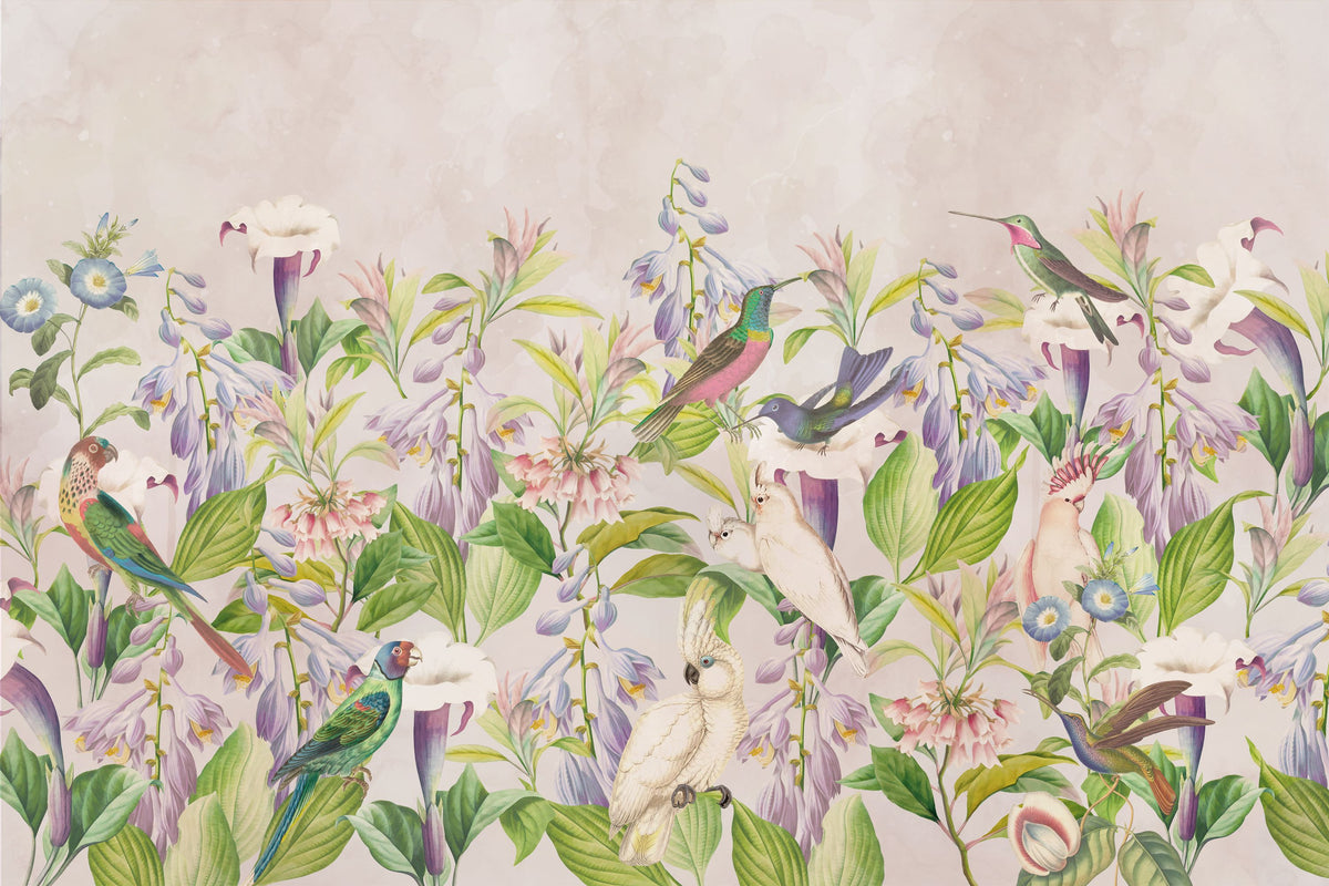 Parrot Garden Mural Wallpaper - pure wallpaper artwork