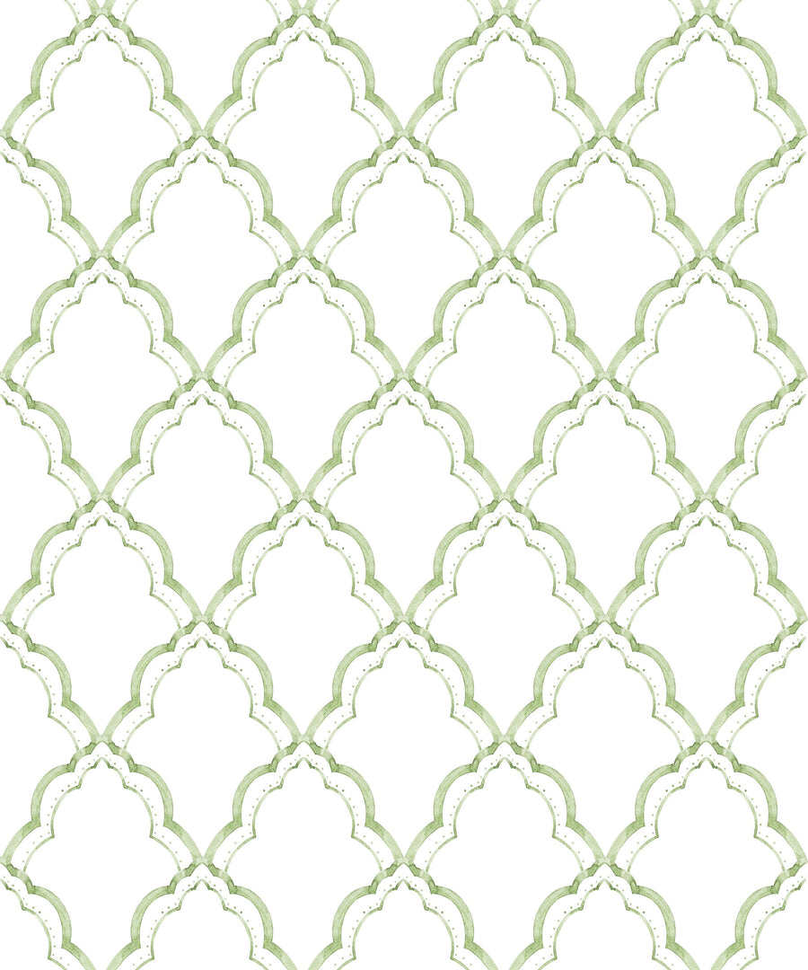 Medallion Trellis, Sage Green Mural Wallpaper