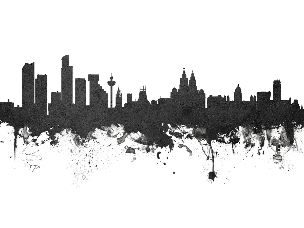 Liverpool England Skyline Black & White Mural Wallpaper - pure wallpaper artwork