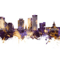 Columbia South Carolina Skyline Purple & Gold Mural Wallpaper - pure wallpaper artwork