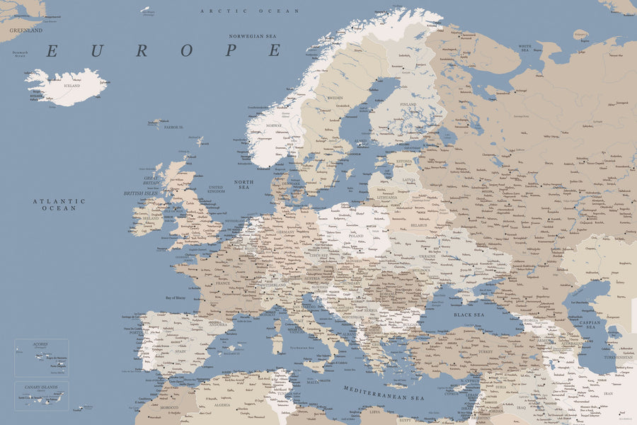 Europe Map Detailed - Amias Mural Wallpaper