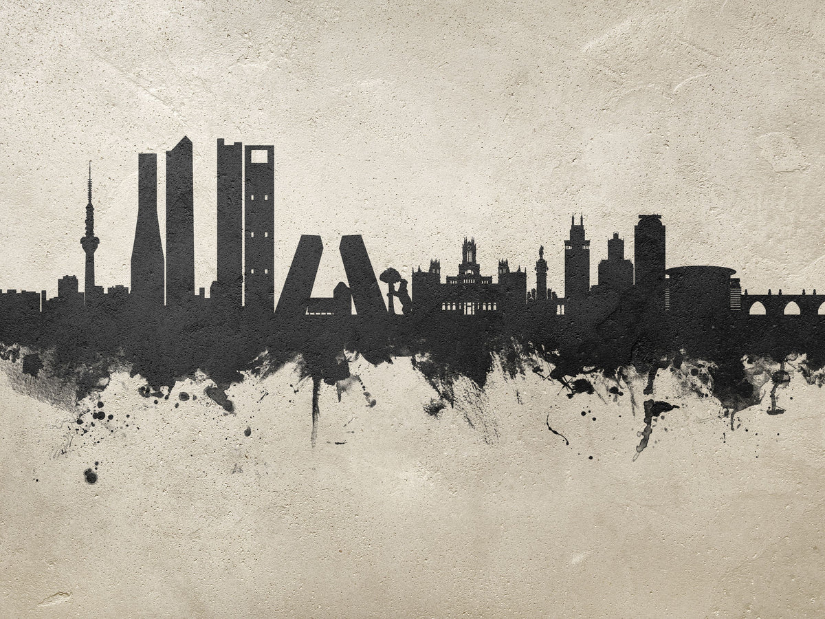Madrid Skyline Concrete Mural Wallpaper - pure wallpaper artwork