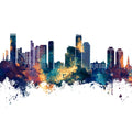 Queens New York Skyline Blue & Bronze Mural Wallpaper - pure wallpaper artwork