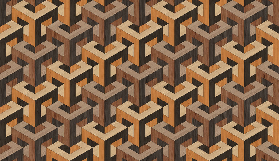 Stacking Wood Mural Wallpaper