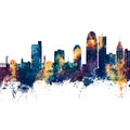 Winston-Salem North Carolina Skyline Blue & Bronze Mural Wallpaper - pure wallpaper artwork