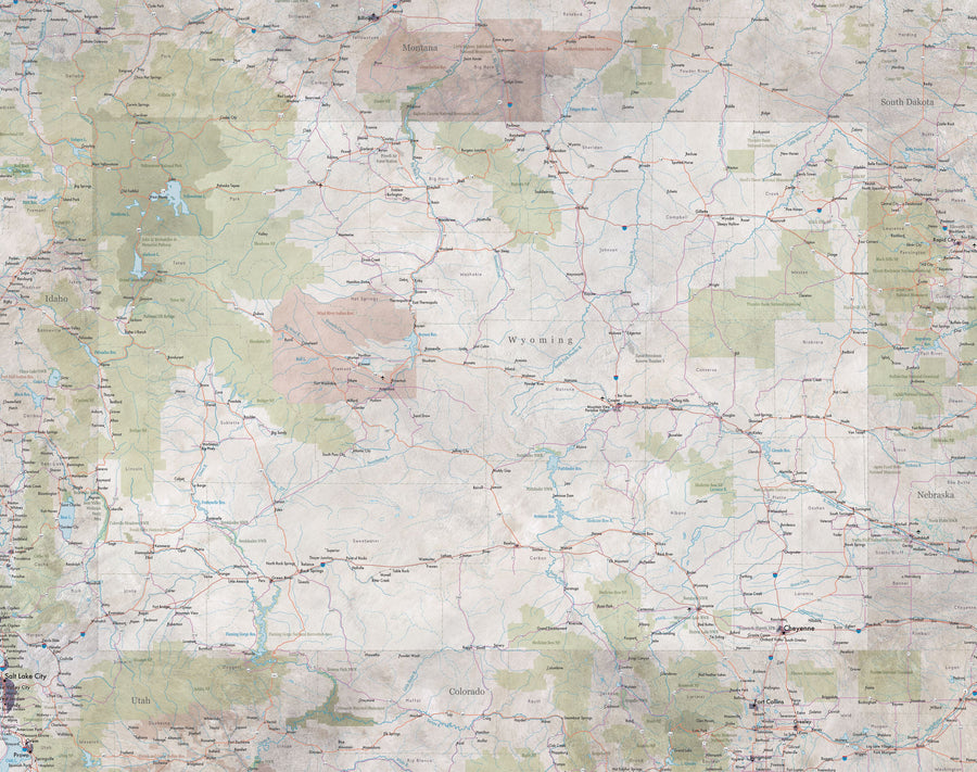 Wyoming Detailed Map Mural Wallpaper
