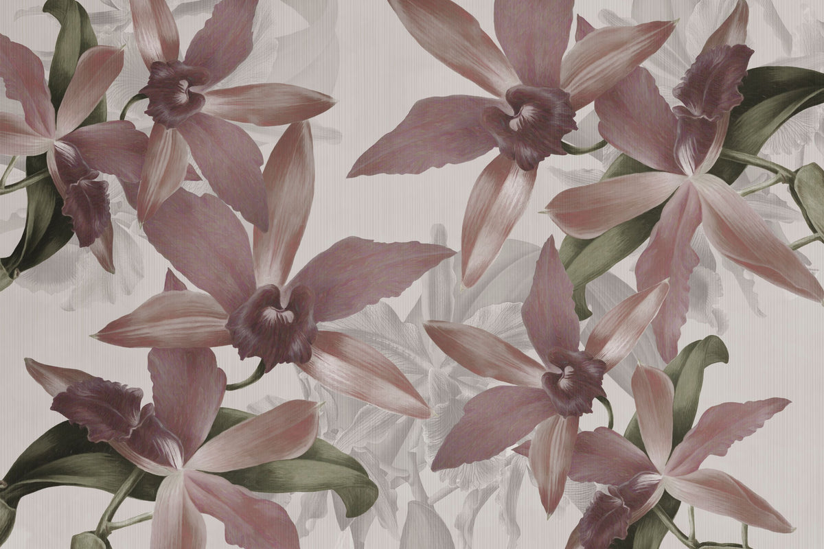 Big Orchids Sepia Mural Wallpaper - pure wallpaper artwork