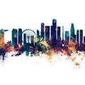 Singapore Skyline Blue & Bronze Mural Wallpaper - pure wallpaper artwork