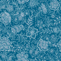 Kala Flowers White on Blue Mural Wallpaper - pure wallpaper artwork