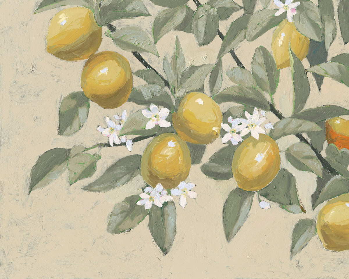 Lemon Branch Neutral Mural Wallpaper - pure wallpaper artwork