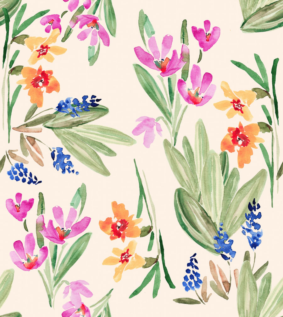 Flower Blush Ivory Mural Wallpaper