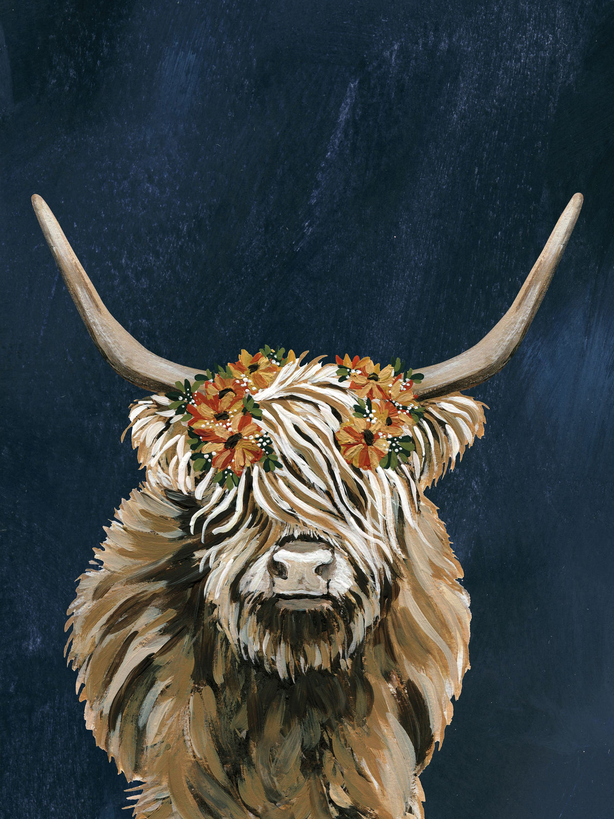 Harvest Cow Floral Texture Dark Mural Wallpaper - pure wallpaper artwork
