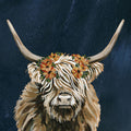 Harvest Cow Floral Texture Dark Mural Wallpaper - pure wallpaper artwork