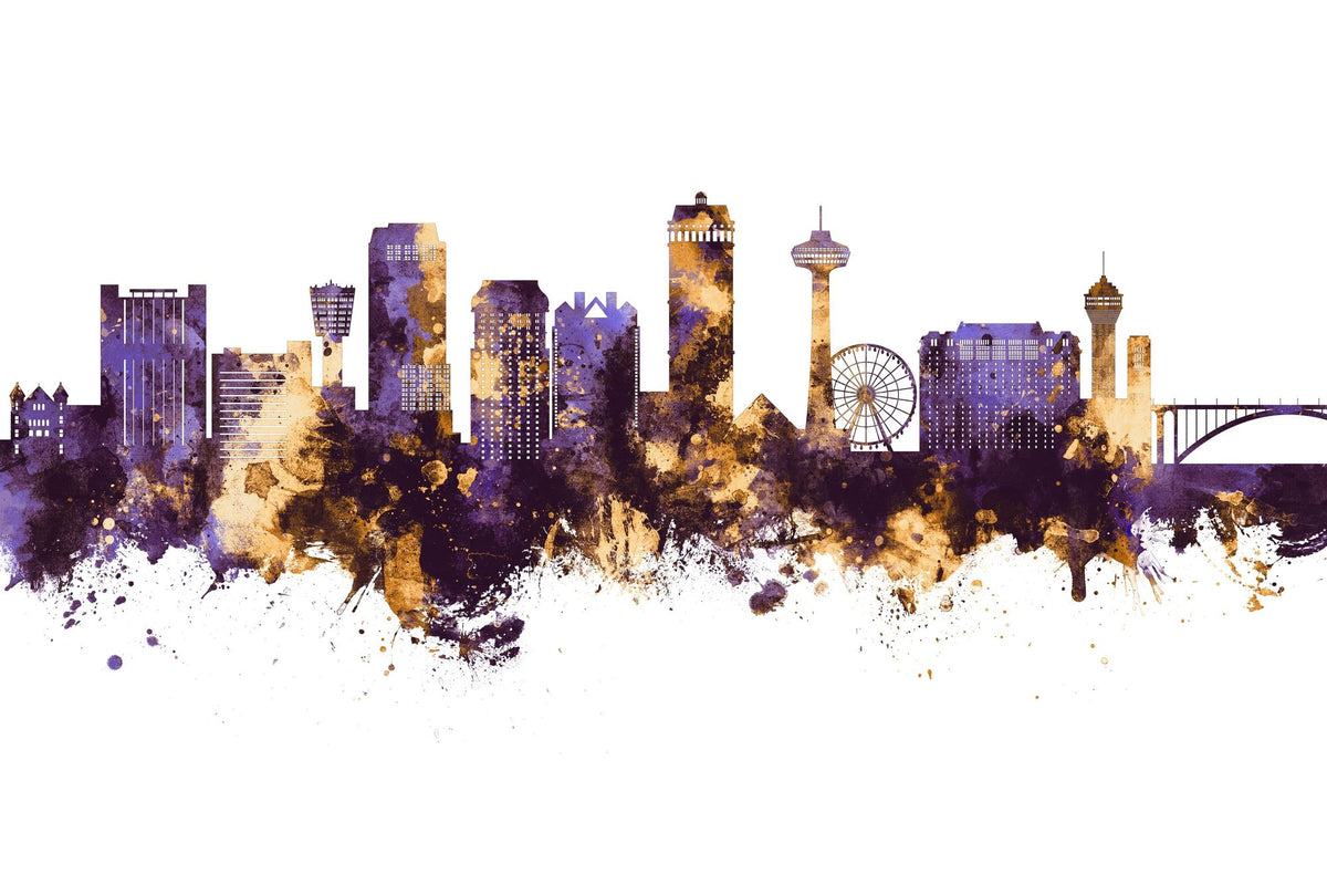 Niagara Falls Skyline Purple & Gold Mural Wallpaper - pure wallpaper artwork