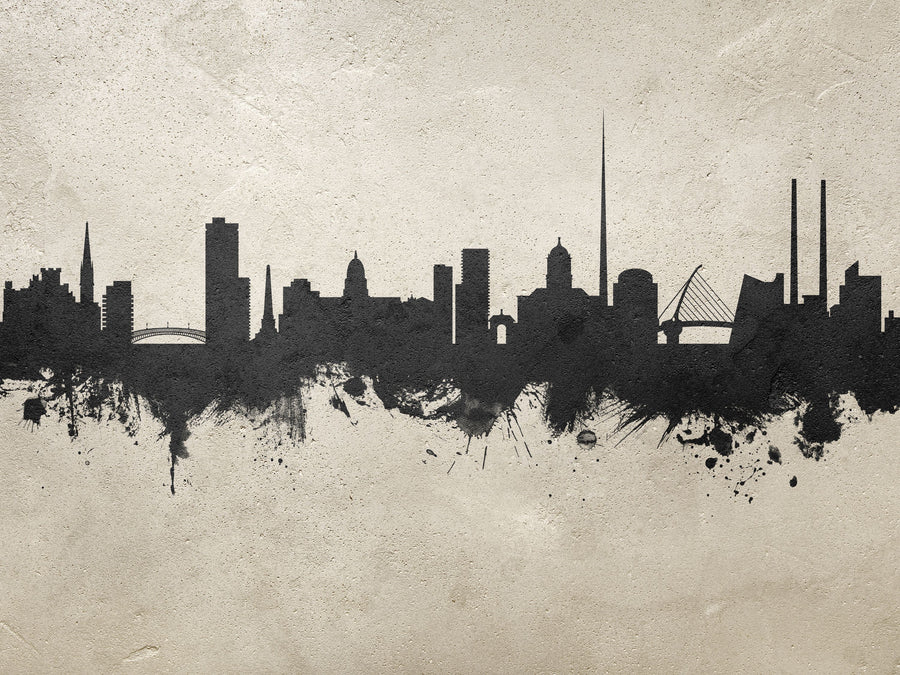 Dublin Ireland Skyline Concrete Mural Wallpaper