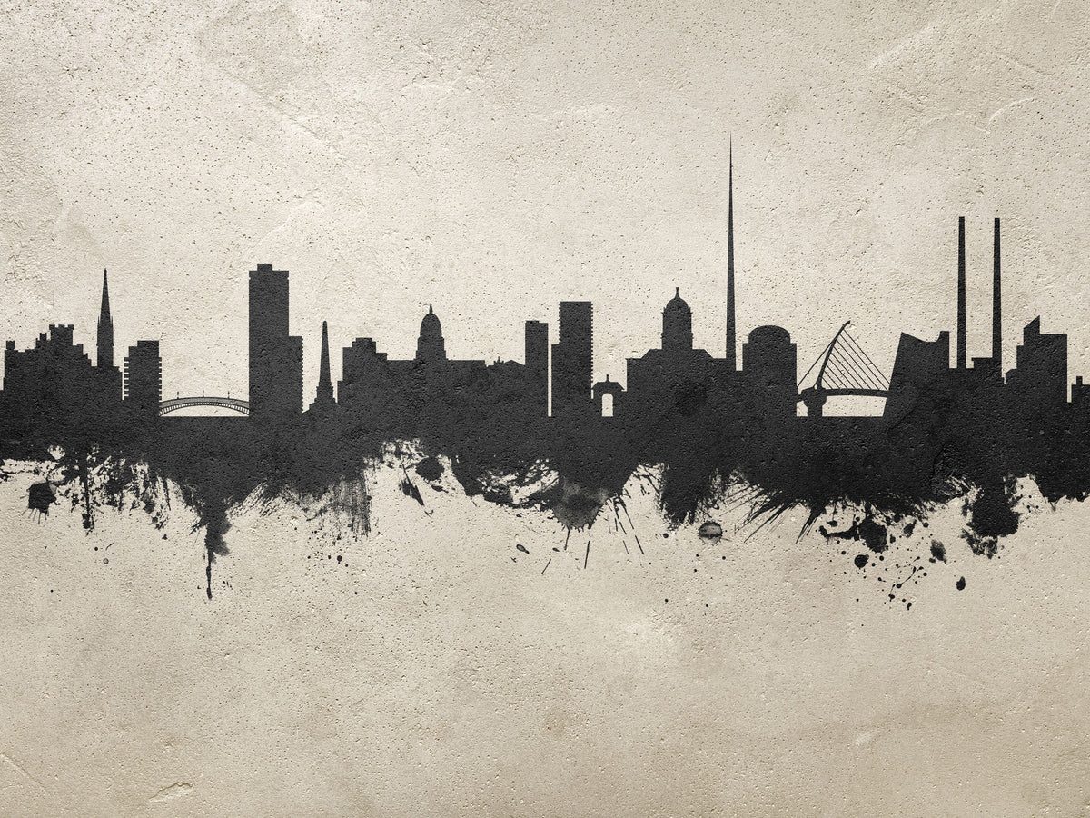 Dublin Ireland Skyline Concrete Mural Wallpaper - pure wallpaper artwork