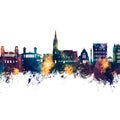 Felixstowe England Skyline Blue & Bronze Mural Wallpaper - pure wallpaper artwork