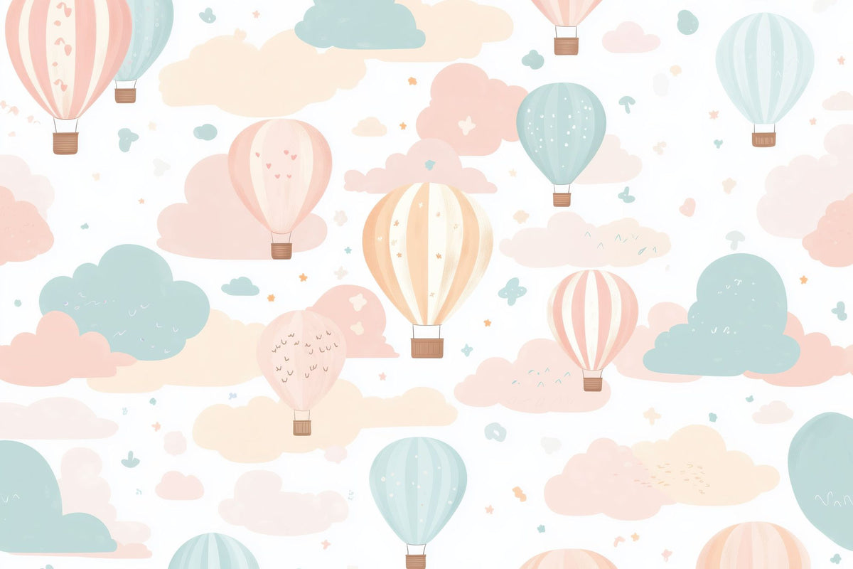 Hot Air Ballon Clouds Mural Wallpaper - pure wallpaper artwork