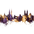 Nürnberg Germany Skyline Purple & Gold Mural Wallpaper - pure wallpaper artwork