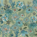 Teal Botanicals Mural Wallpaper - pure wallpaper artwork