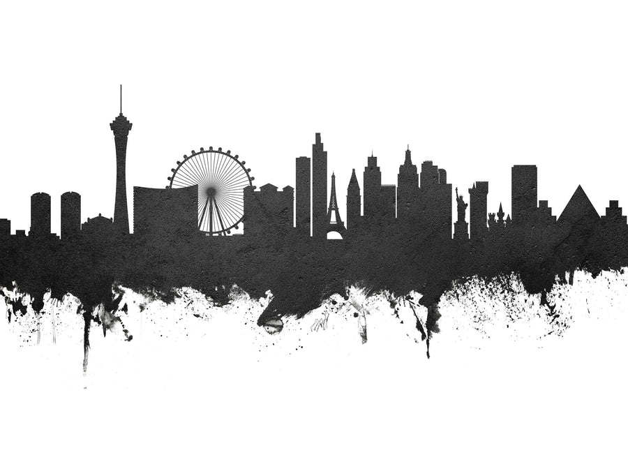Las Vegas Nevada Skyline Black & White Mural Wallpaper