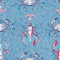 Lobster and Crab Coastal Nostalgia, Blue Mural Wallpaper - pure wallpaper artwork