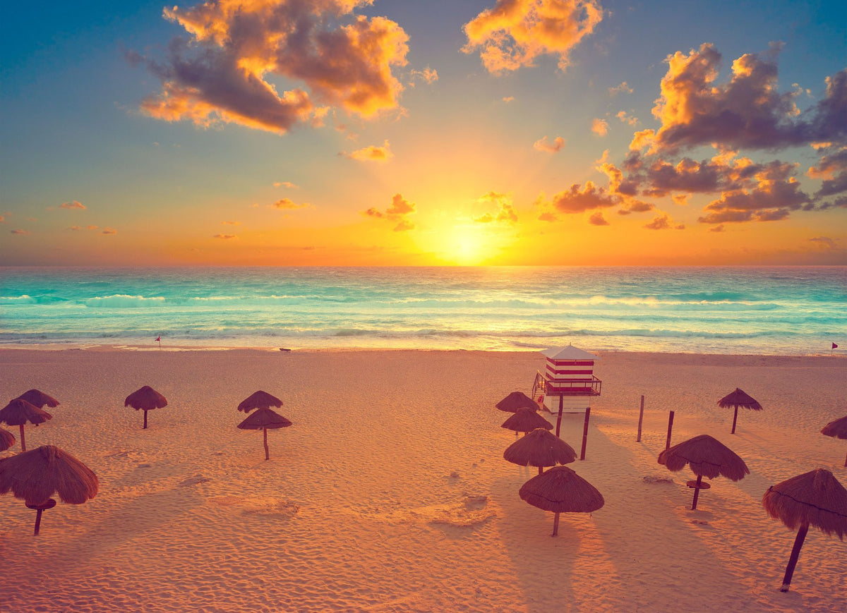 Golden Shore Sunrise Mural Wallpaper - Red Tone - pure wallpaper artwork