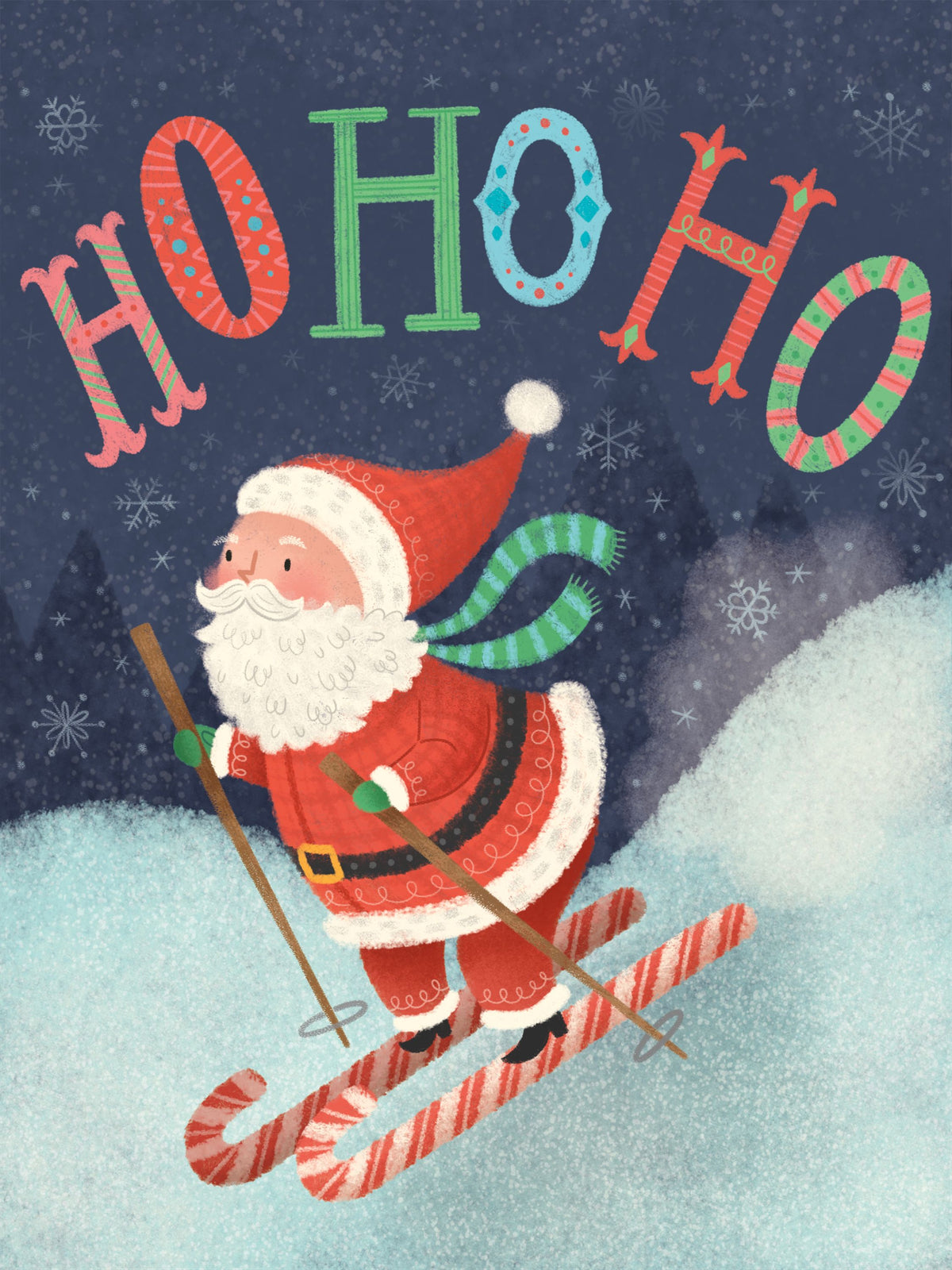 Skiing Santa Mural Wallpaper - pure wallpaper artwork