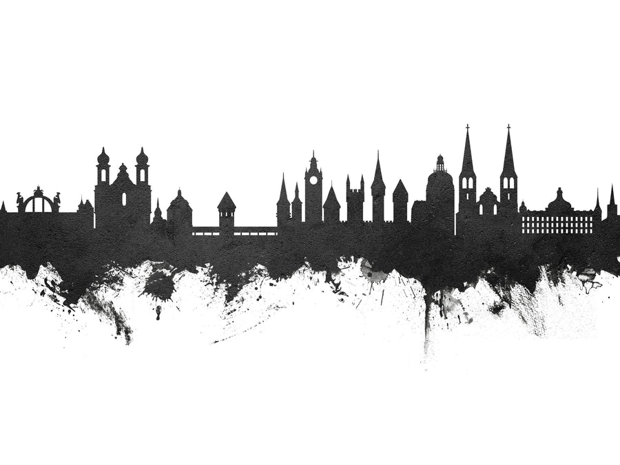 Lucerne Switzerland Luzern Skyline Black & White Mural Wallpaper