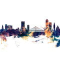 Liege Belgium Skyline Blue & Bronze Mural Wallpaper - pure wallpaper artwork