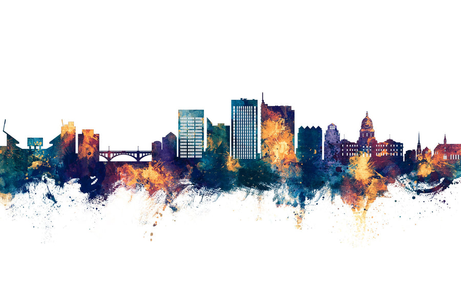 Boise Idaho Skyline Blue & Bronze Mural Wallpaper