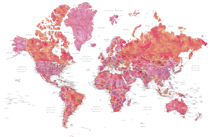 World Map Cities - Tatiana Mural Wallpaper