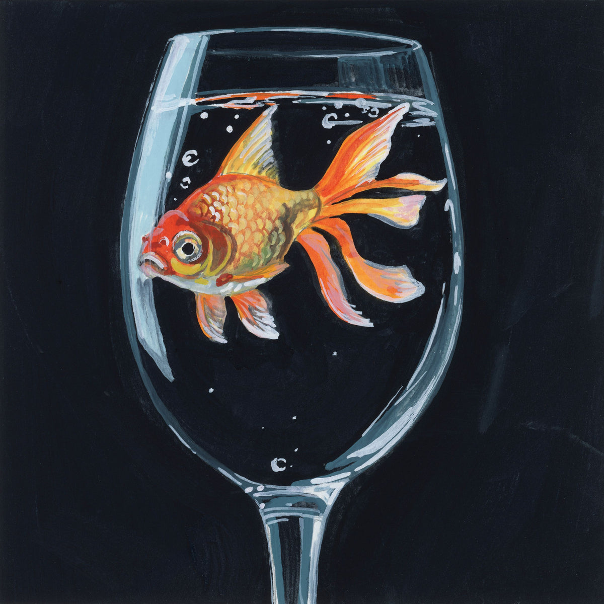 Goldfish in Wine Glass Mural Wallpaper - pure wallpaper artwork